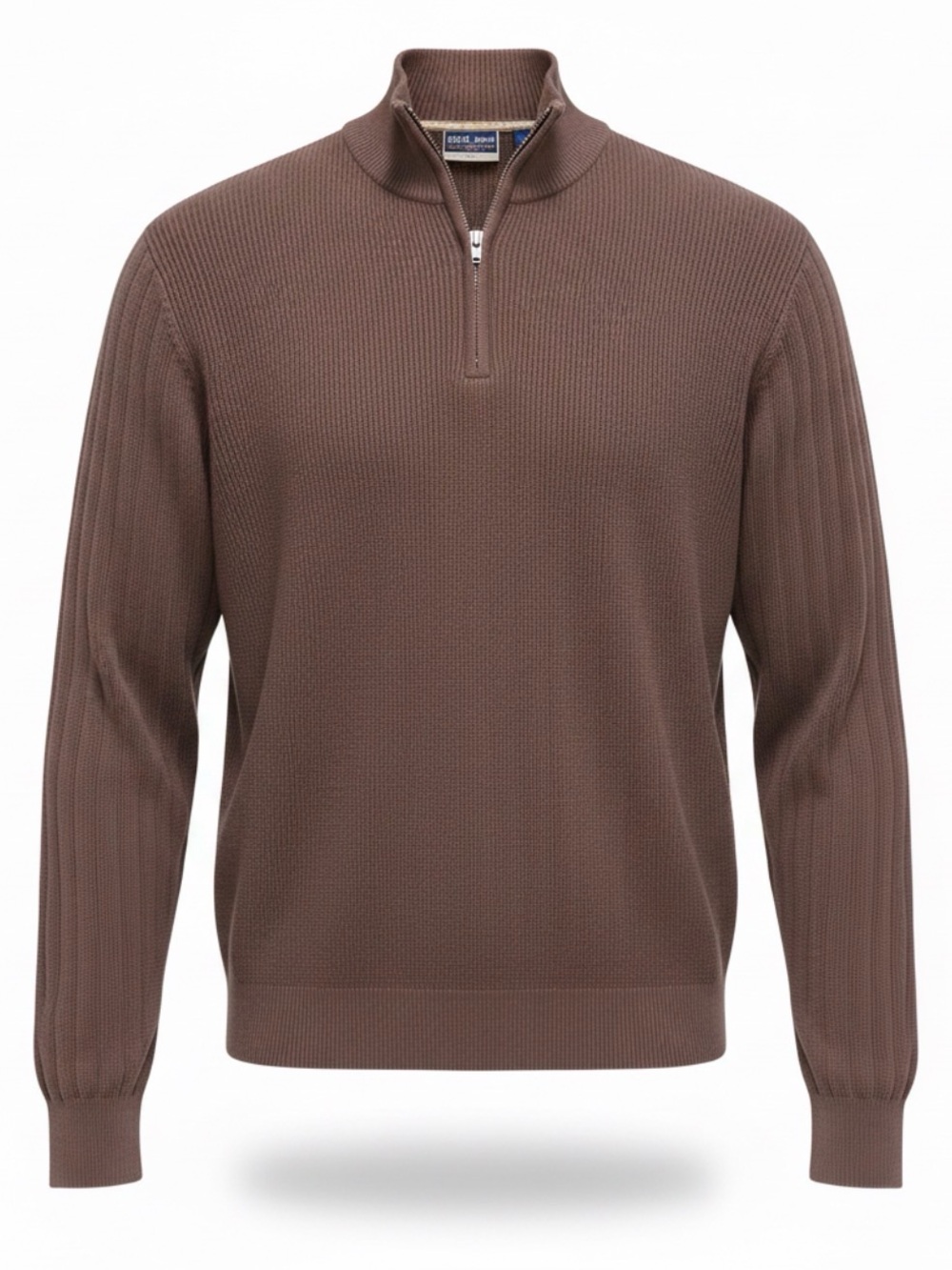 T Harris London Pullover Mens Quarter Zip Brown Sweater Casual Large